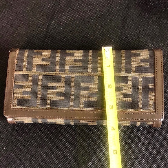 MFENDI Zucca Navy Canvas and Brown Leather Snap Bifold Wallet - Picture 15 of 16